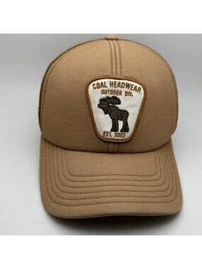 Coal Headwear Outdoor Div. Moose Trucker Hat Cap Tan Brown Snapback Adjustable